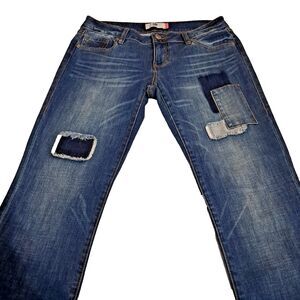Cabi Patched Slim Boyfriend Jeans Size 4 Low Rise Denim Streetwear
